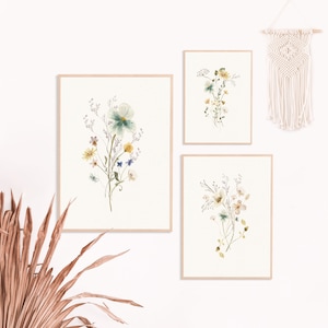 Wildblumen Kunstdruck 3er Set | Aquarell Blumen Boho druckbare Wandkunst | Aquarell Blumen Botanische Kunst Dekor | Galerie Wandposter