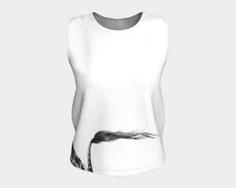 Giraffe Tail Loose Tank Top, Nicer than a T-shirt, Comfy Tank Top, Casual Top, Sleeveless Top, Casual Shirt, Wearable Art, Gift under 50