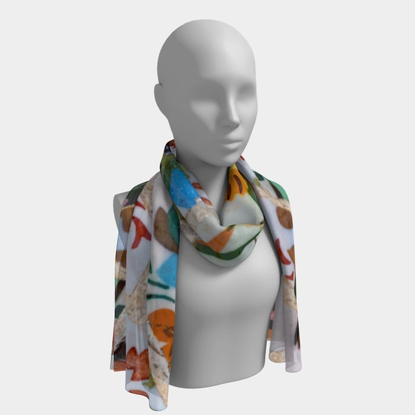 Barcelona Park Guell Long Scarf, Head Covering, Lightweight Scarf for Women, Headscarf, Fine Art Scarf, Multiple Lengths, Various Fabrics