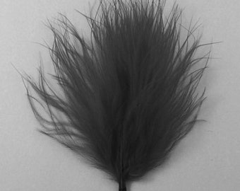 Black Fluffy Marabou Feathers, Sold in Packs of 10 or 50 pieces, 50mm ( 2 inches ) Long