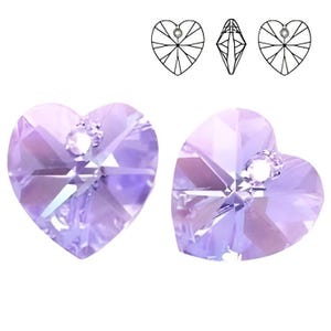 Swarovski Violet AB Heart, Swarovski® crystals, Crystal Passions®,Xilion heart pendant Article 6202.Available in 10mm and 18mm
