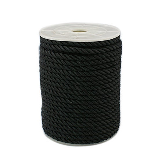 5mm Round Black Color Twisted Nylon Cord, Semi-soft Cord, Twisted Designer  Cord Sold in Lengths of 1 Meters / 1.10 Yards 