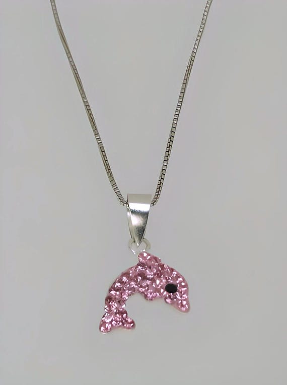 Pink Dolphin Silver 925 Pendant Embellished With Swarovski