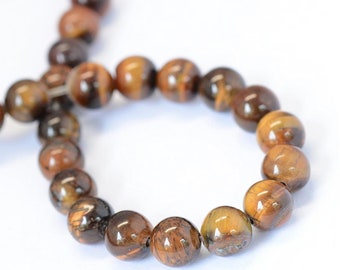 Tigers Eye Round Beads, 8mm Round Tigers Eye Beads, Gemstone Round Beads, Sold  Per 15.5 inch Strand