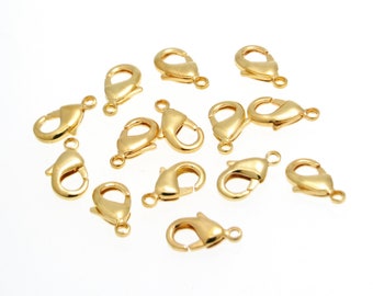 Gold Lobster Claw Clasp, Brass Lobster Claw Clasp,  Clasp 15x8mm, Sold in packs of 10 Pieces