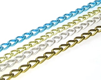Aluminum Twisted Chains Curb Chains in Blue, Green, Silver & Bronze Color, Anodized Aluminum Chain,  Sold per Meter