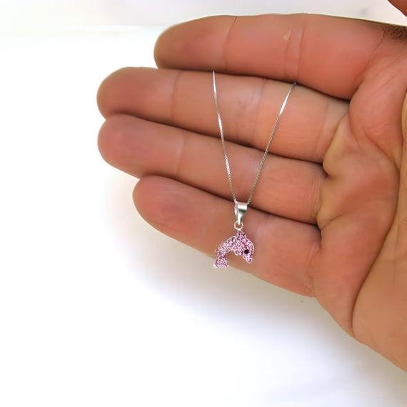 Pink Dolphin Silver 925 Pendant Embellished With Swarovski