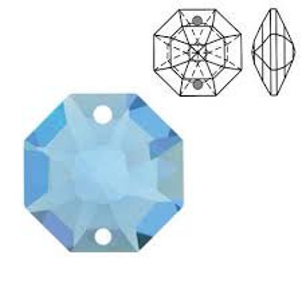 14 mm Swarovski 8016 Vintage Strass Crystal Octagon 2 Hole Pendant Sold in packs of 6 Pieces Sapphire color