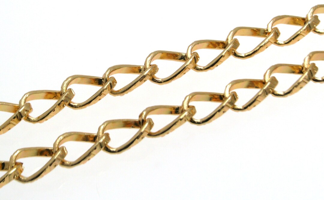 Aluminium Twisted Chains Curb Chains, Gold Color, Anodized Aluminum