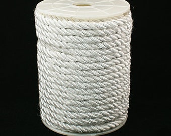 5mm Round White Twisted Nylon Cord, Semi-soft Cord, Twisted Designer Cord sold in Lengths of 1 Meters / 1.10  Yards