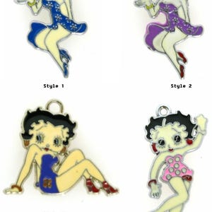 Enamelled Betty Boop Pendant, Betty Boop Enamelled Charm 40-50 X17-24mm Sold per Piece