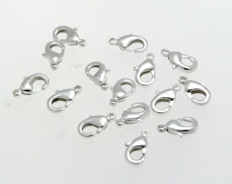 10pc, 20pc, 50pc, 14mm Silver Lobster Clasp, Lobster Claw Clasp, Jewelry  Clasps for Necklace, Bracelets, Closures, Jewelry Clasp Silver 