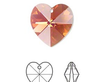 Swarovski Paparadscha AB Hearts, cristales Swarovski®, Crystal Passions®, colgante de corazón Xilion de 10 mm Artículo 6202. Disponible en 10 mm, 14 mm
