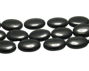 Black Onyx Oval Beads, 18mm x 13mm natural onyx gemstone beads - black stone beads for jewelry , Sold per strand or Packs of 6 Beads