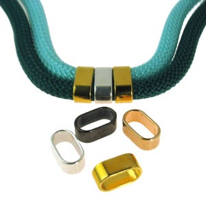 Oval Tubes, Sliders, Tube Beads Spacers, Large Tube Bead, Metal Beads 24x10mm,Ø 20x10mm for Cords 10mm Sold per piece Available in 4 Colours