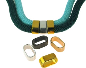 Oval Tubes, Sliders, Tube Beads Spacers, Large Tube Bead, Metal Beads 24x10mm,Ø 20x10mm for Cords 10mm Sold per piece Available in 4 Colours