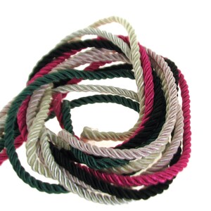 5mm Round Twisted Nylon Cord, Semi-soft Cord, Twisted Designer Cord sold in Lengths of 1 Meters / 1.10  Yards. Various Colours available.