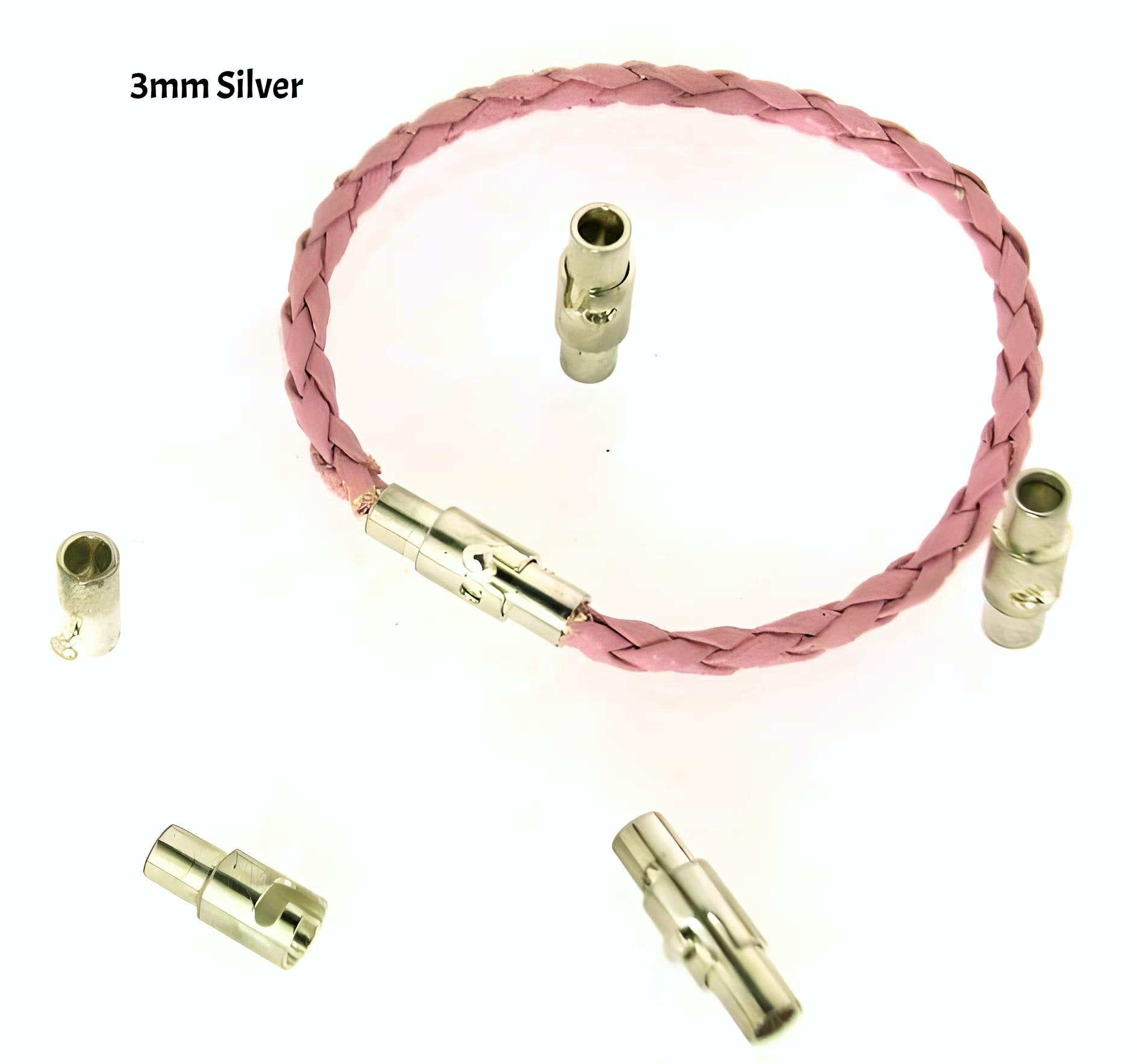 Twist Magnetic Kumihimo Clasp / Safe Locks 3 & 4mm Brass Necklace