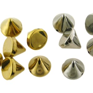 Gold and Silver Spike Beads, CCB Acrylic Cone Beads, Sew on or Glue on 12x11mm Hole 1.5mm Qty 20 or 50 Pieces