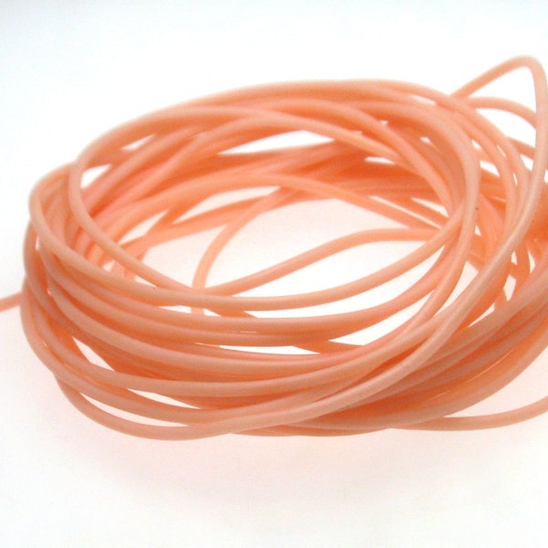 Rubber Cord Hollow, Salmon Color Rubber Cord, Silicone Tube Cord, Size 2mm Diameter