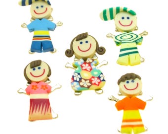 Polymer Clay Children Pendants, 25 x 18mm Fimo Kids Pendants, Boy, Girl Pendants Sold in packs of 1, 2 & 10 Pieces