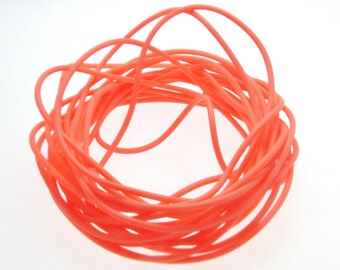 Rubber Cord Hollow, Matt Orange Rubber Cord, Orange Silicone Tube Cord, 2mm Diameter