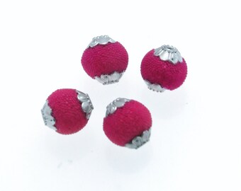 Indonesia Handmade Fuchsia Color Round Beads - Rolled Mini Beads on Metal Core Center Drilled - Hole - Size 1.50mm - 2 or 8 Beads per Pack