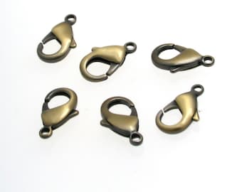 Antique Bronze Lobster Claw Clasp, Brass Lobster Claw Clasp, Brushed Bronze Color Clasp 23x13mm, 1 Piece