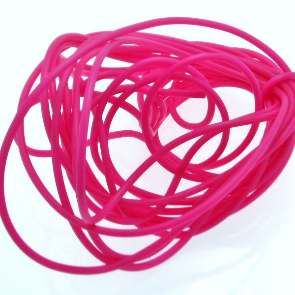 Cordon en caoutchouc creux, cordon en caoutchouc fuchsia, cordon en tube de silicone, disponible en diamètres de 2 mm et 5 mm