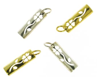 1 Sterling Clover Leaf Pendants, Column Pendant, Silver Flower pendant