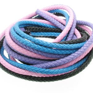 1 Meters 6mm Round Braided PU Sheepskin Leather Cord, Imitation Leather Cord, PU cord 6mm, Sold in 1 & 5 meter Lengths