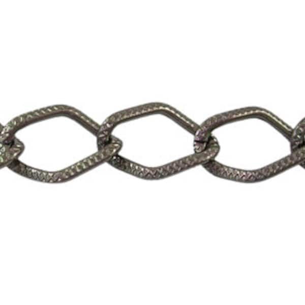 Aluminum Chain, Anodized , Gunmetal Grey, 18 x 13 mm Rhombus. Sold per Meter.