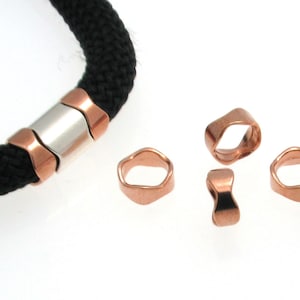 Rose Gold Tube Beads, Brass Tube Beads. Climbing Cord Tube Bead, Gold color Brass Slider 12x6mm, Hole 10mm 4 Pieces