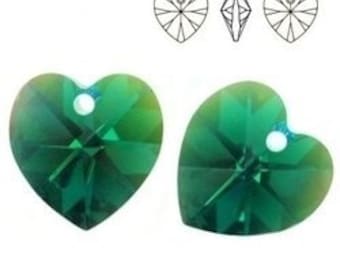 May include: Two green crystal heart-shaped pendants with a hole at the top for hanging.