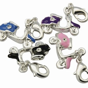 Enameled Scooter Charm with Brass Clasp, Zinc Alloy enameled Scooter Pendant, available in 5 Colors, 19 X 15mm Sold Per Piece or Packs of 10