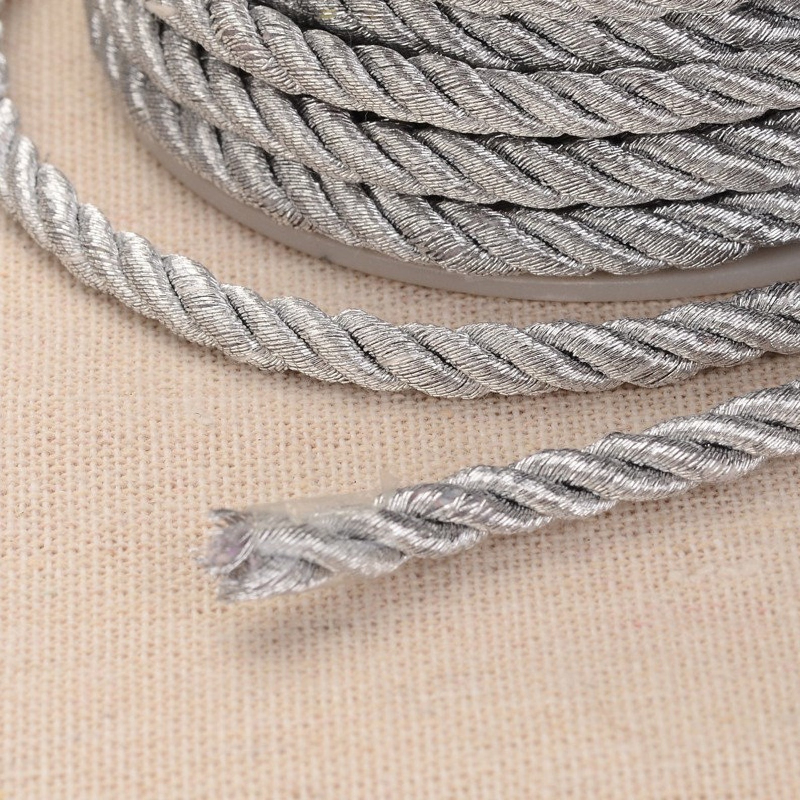 5mm Round Silver Twisted Nylon Cord Semisoft Cord Twisted Etsy