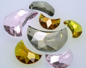Swarovski 6722 Moon Pendants. Crystal Pendants, Available inTopaz, Lt. Topaz, Rosaline and Silver Shade 16, 20, 30, & 50mm. Sold Per Piece