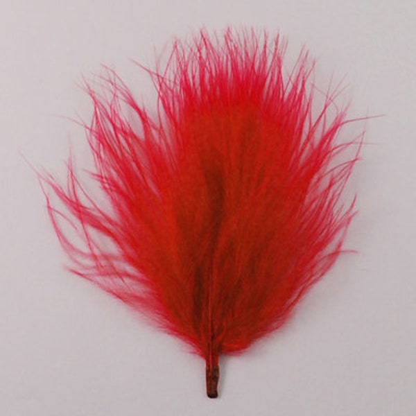 Red Fluffy Marabou Feathers, Sold in Packs of 10 or 50 pieces, 50mm ( 2 inches ) Long