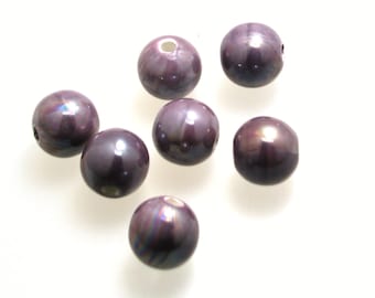 Ceramic Round Bead, Purple Ceramic Round Beads, 12mm Diameter Hole 2.5mm Sold in packs of 6 Pieces