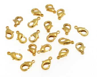 Gold Lobster Claw Clasp, Gold color Brass Lobster Claw Clasp,Clasp 10x5mm, Sold in packs of 10 Pieces