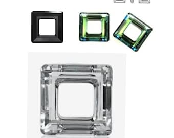 Swarovski® 4439 Cosmic Square Fancy Stone  available in 14mm & 20mm  Crystal Clear, Jet and Sahara Foiled Genuine Swarovski ELEMENT