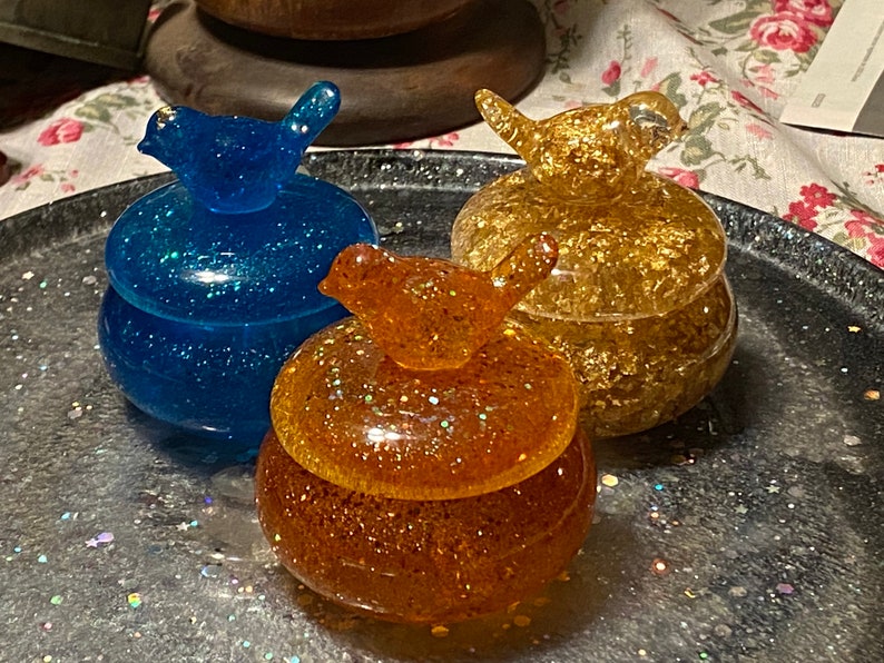 Glittery Bird Bowl Whimsical Bird Dish small ring dish