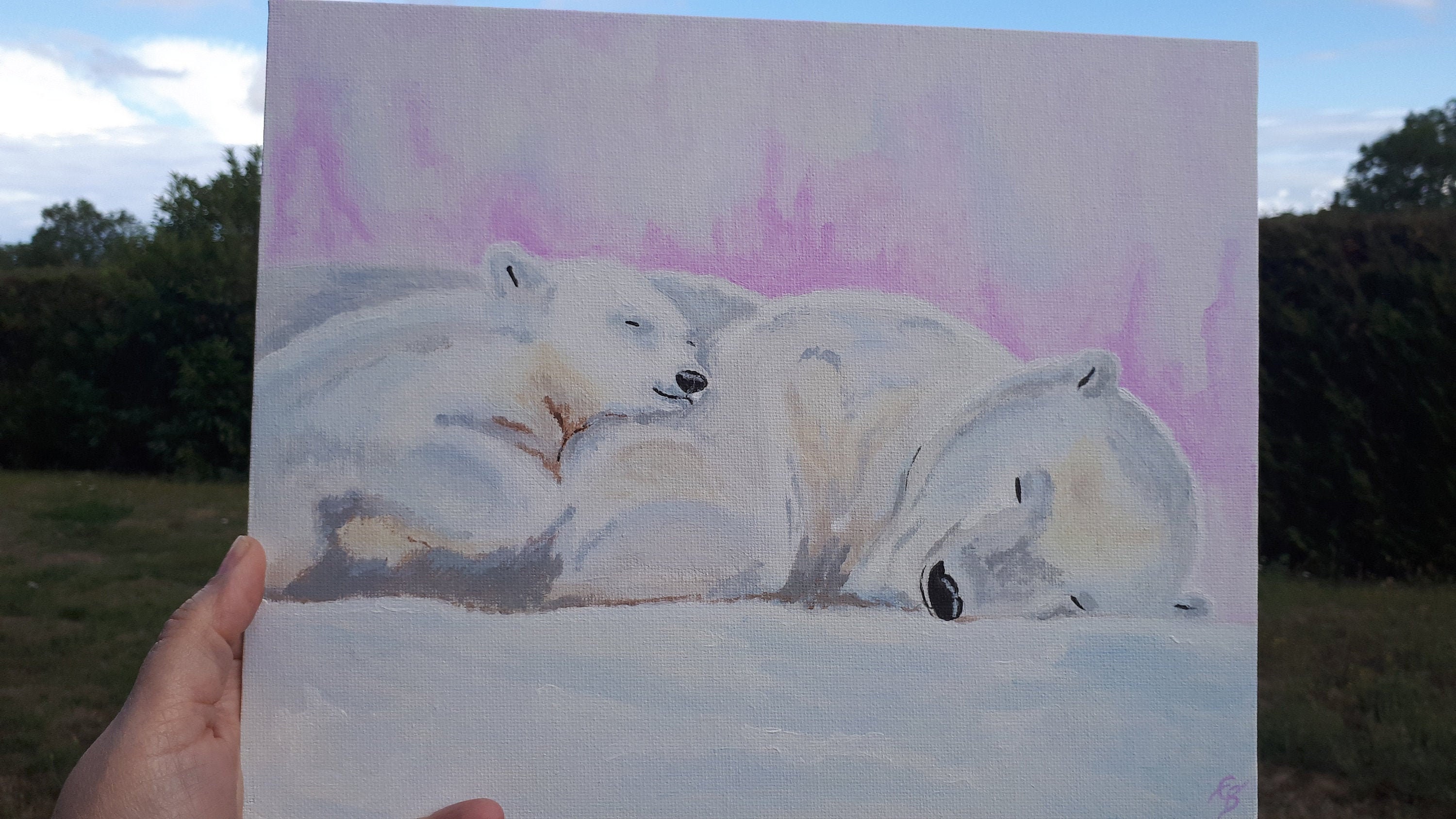 Acrylic paint Polar bear and teddy bear Etsy