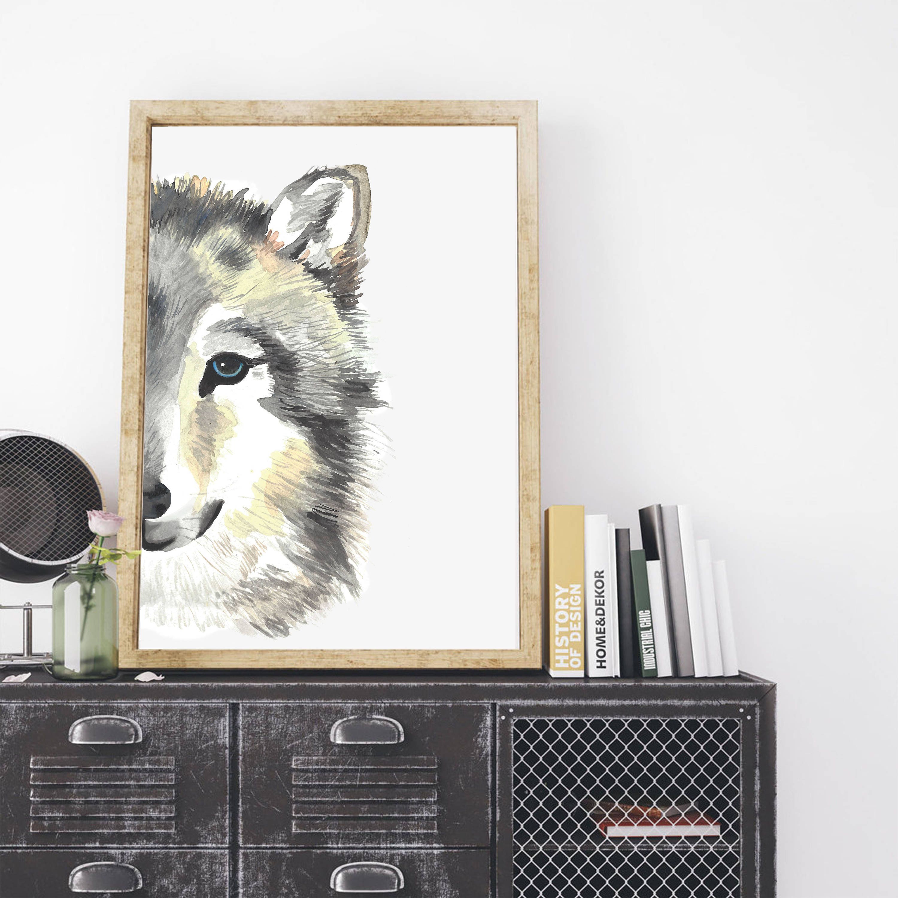 Wolf art print / rustic woodland decor / explore wanderlust | Etsy