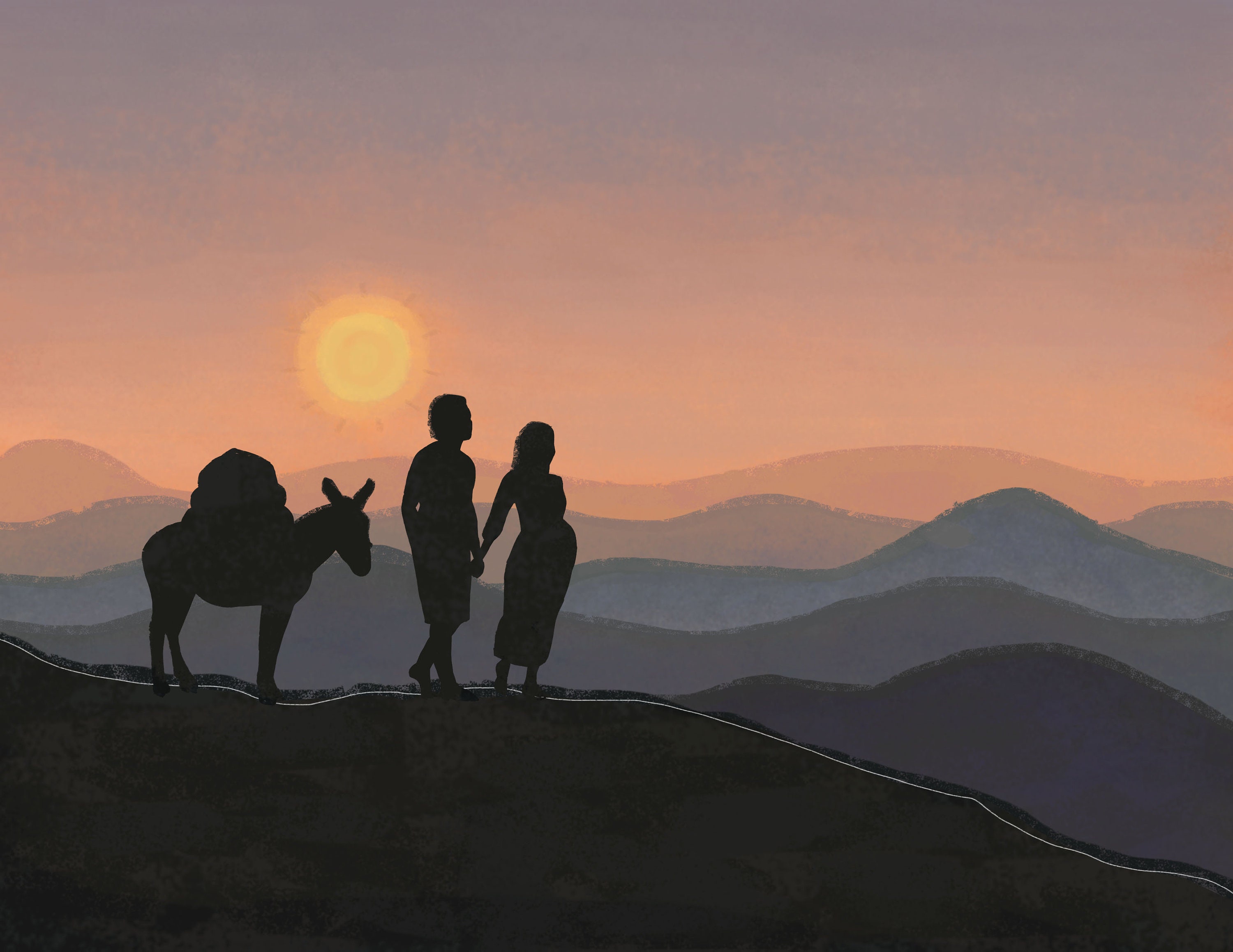 Mary And Joseph On A Donkey Silhouette