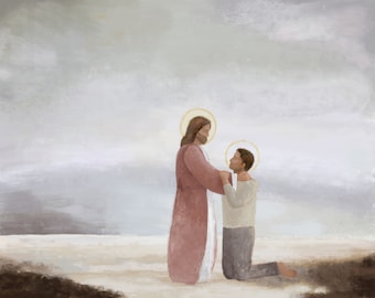 Upheld | Jesus Christ To the Men | Religious Wall Art | Neutral Modern Minimalist | Christianity LDS Mormon
