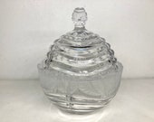Vintage Anna Hutte Bleikristall Lead Clear Crystal Rose Candy Dish Made in Germany
