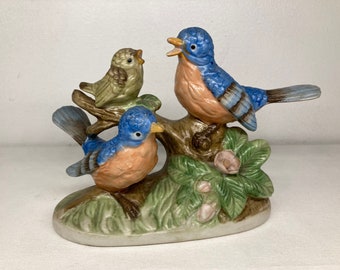 Vintage Porcelain Blue Bird Statue