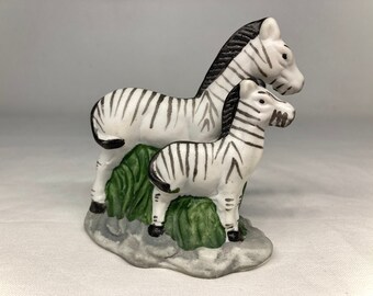 Vintage Porcelain Zebra and Baby Figurine