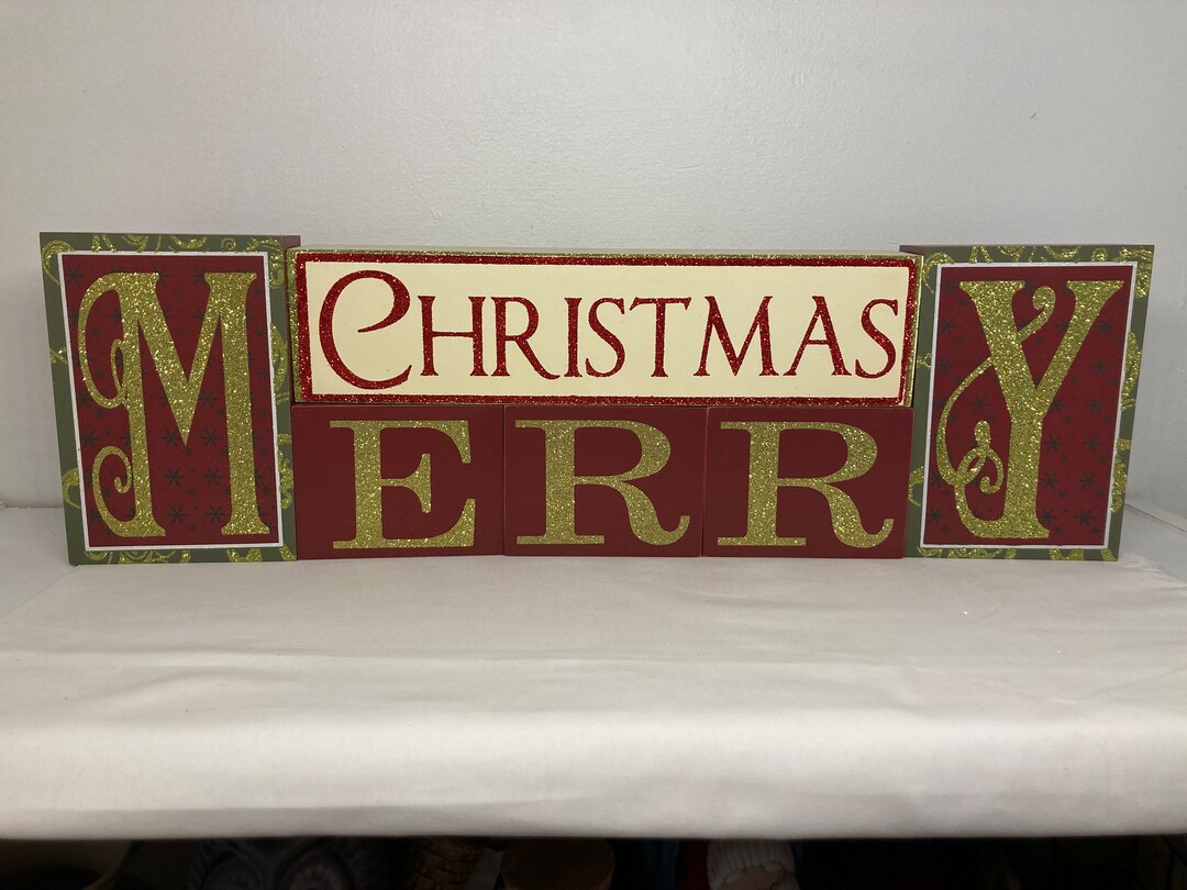 Merry Christmas Stacking Blocks Kirklands Etsy